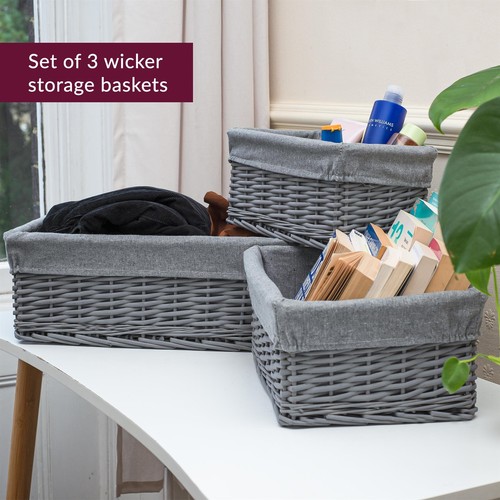 3pc Wicker Basket Grey - Picture 5 of 7