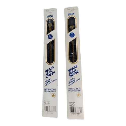 J & .P Abrigos Latón Jean Cremalleras 7" Garra Cremallera Juego de 2 Cremalleras Negras - Imagen 1 de 3