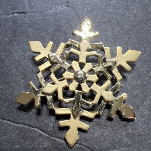 Spilla spilla vintage Danecraft fiocco di neve tono oro Natale inverno lotto 224 - Foto 2 di 5