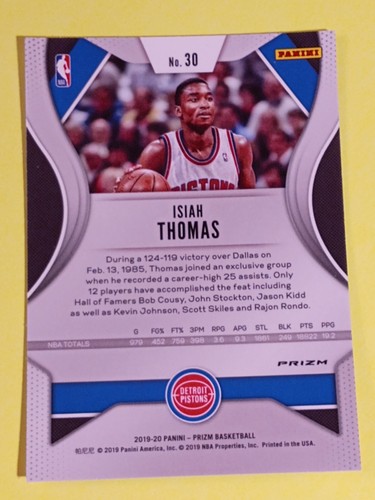 ISIAH THOMAS 2019-20 Panini Prizm #30 Silber Prizm Refraktor Detroit Kolben - Bild 4 von 4
