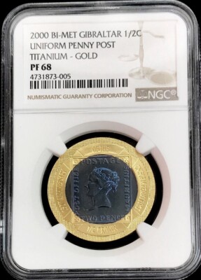 ジブラルタル 2000 Proof 5£ チタン貨 Uni Penny Post ジブラルタル 2000 Proof 5£ チタン貨 Uni Penny Post