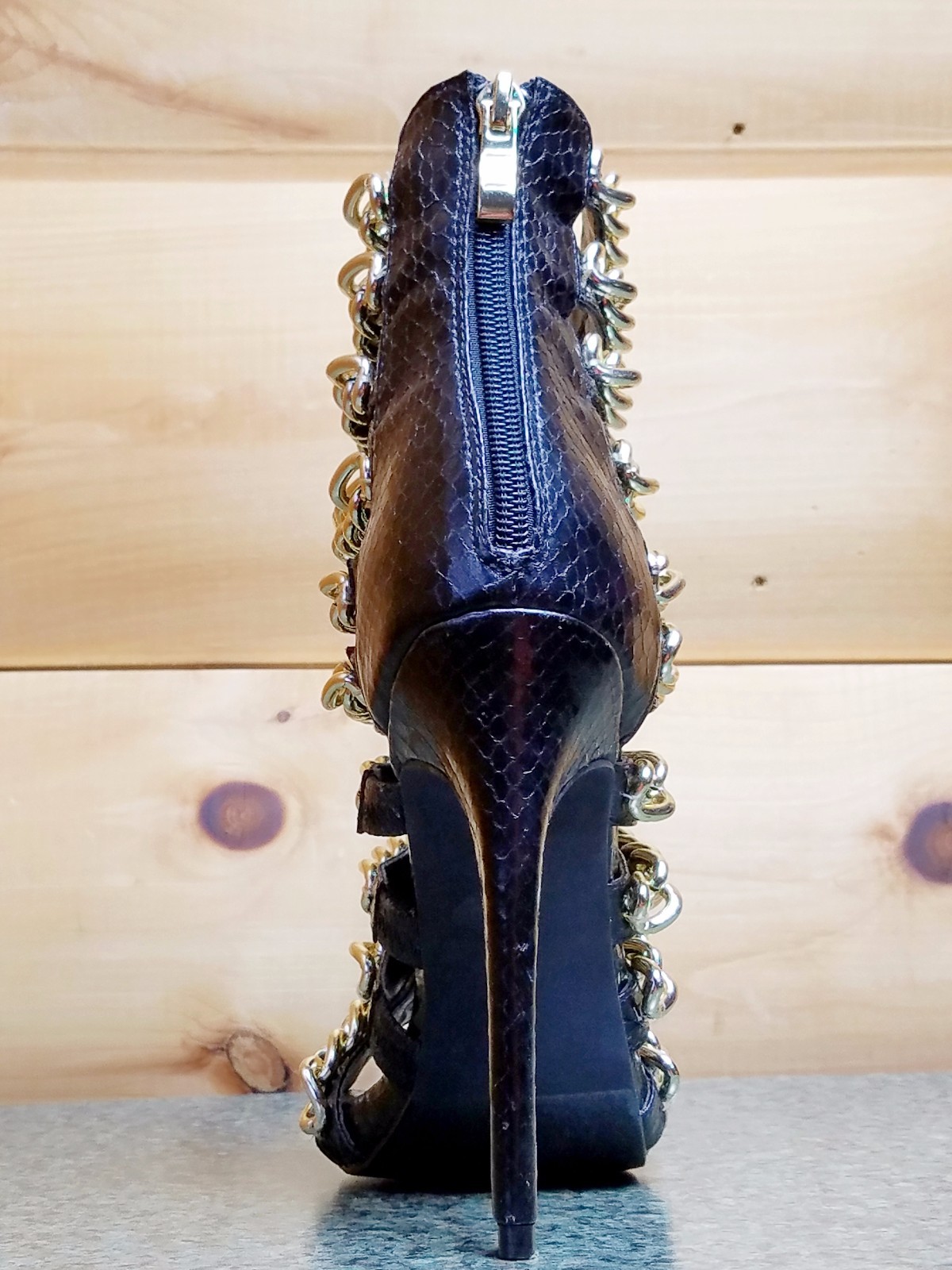 Nelly Bernal Bernal Bernal Black Snake Multi Chain Strap 4.5 High Heel Mini Platform shoes 9f10c0 Nelly Bernal Bernal Bernal Black Snake Multi Chain Strap 4.5 High Heel Mini Platform shoes 9f10c0