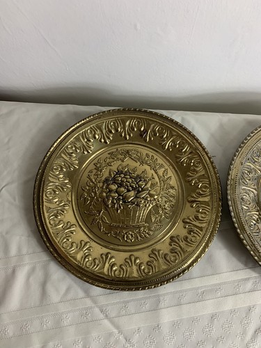 Pressblech Wandbild Teller Mid Century Kolonial Dekor Vintage England Dekor Paar - Bild 8 von 15