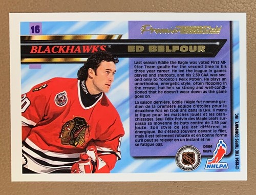 1994 Topps Premier Black Gold ED BELFOUR #16 Chicago Blackhawks 🔥 - Bild 2 von 2