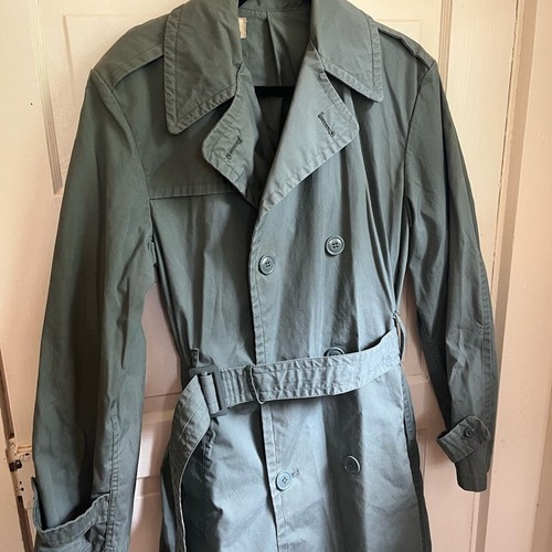 Vintage Green Military Surplus Trench Coat Jacket size 36L - Picture 2 of 8