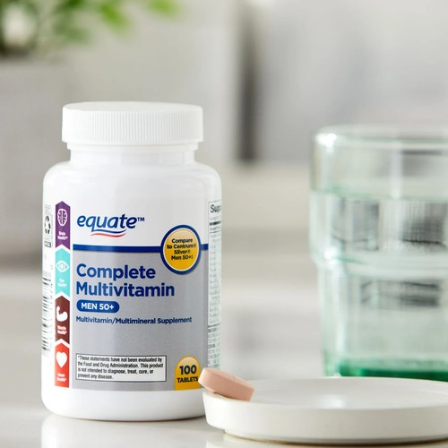 Equate Complete Multivitamin/Multimineral Supplement Tablets, Men 50+, 100 Count - Picture 4 of 10