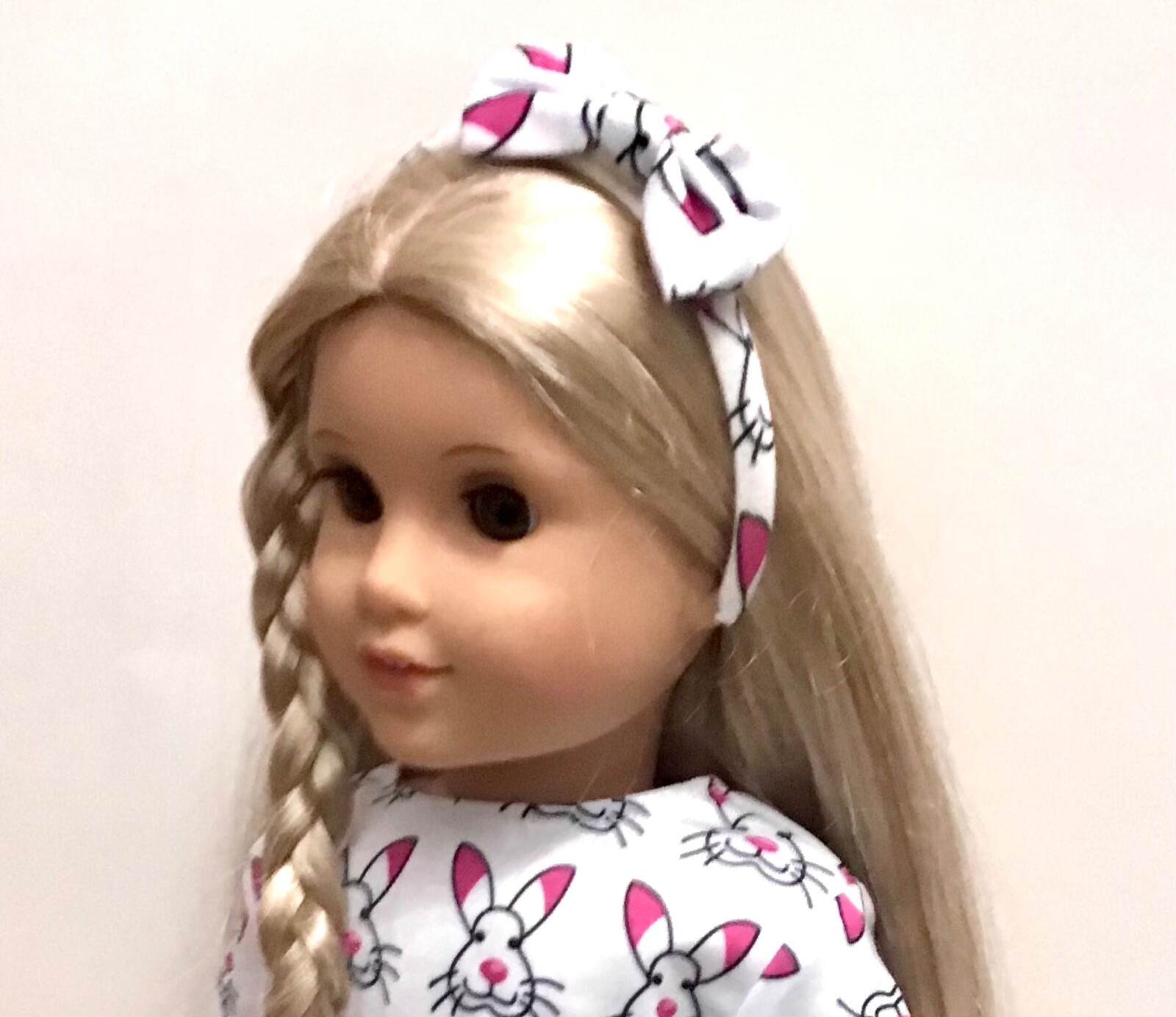 Easter Bunny Nightgown-Dress Headband Doll Clothes For 18&rdquo; American Girl (Debs)