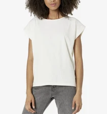 MADEWELL WHITE ORGANIC COTTON & SORONA SHOULDER TEE TOP Sz M