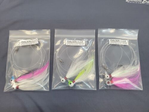 Custom Fluke Killer Rig with Ball Jigs Special Knot Brand New Fast Shipping - Picture 10 of 11
