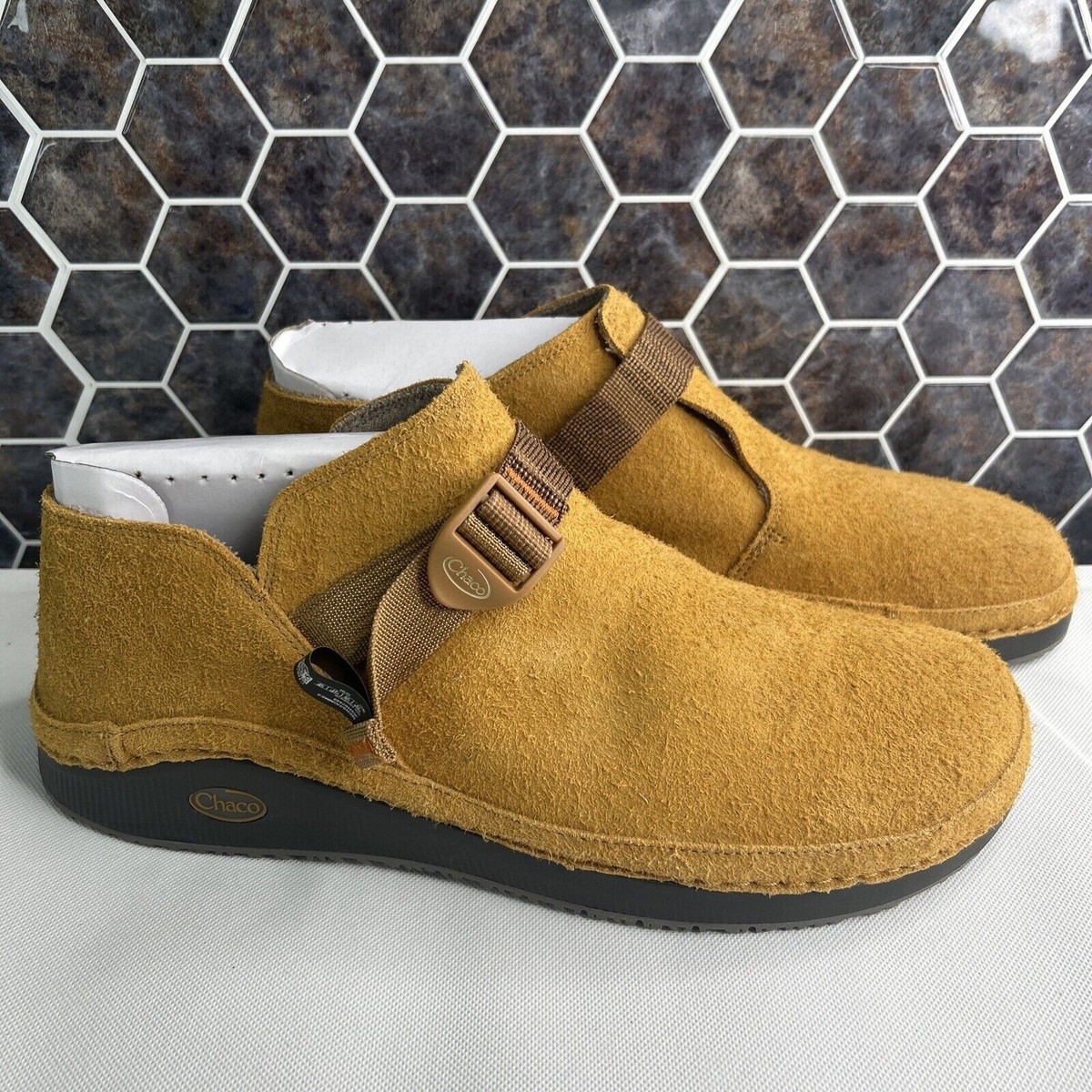 Chaco Mens Paonia Shoe 12 Texture Leather Caramel Slip On  display picture 1