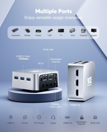 ACEMAGICIAN Win11 Mini PC,12th Alder Lake N100 12GB LPDDR5 256GB M.2 SSD Mini... - Picture 4 of 9