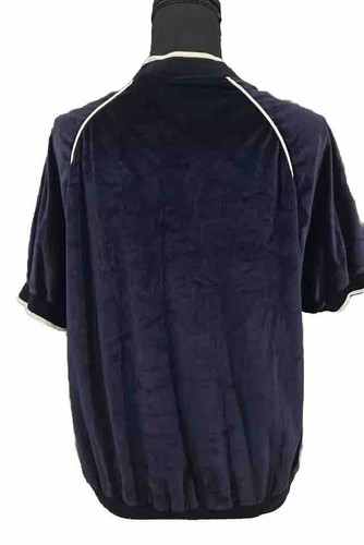 Vintage Pierre Cardin Velour Athletic Top Deep Blue V-Neck Size Small - Picture 3 of 6