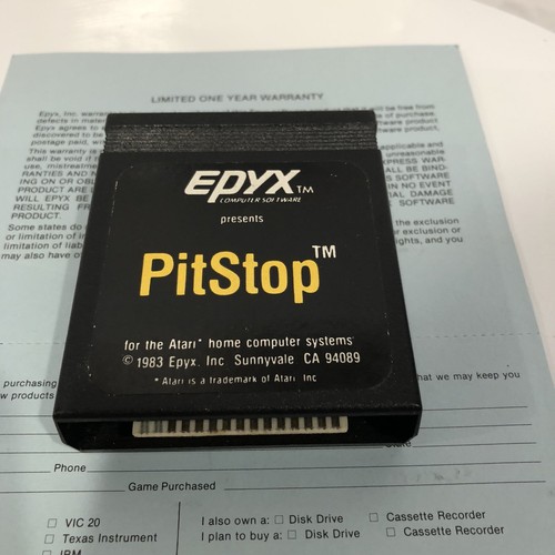 PitStop Atari 400 800 XL XE Cartridge Epyx 1983 Pit Stop Tested Box with Manual - Picture 8 of 12