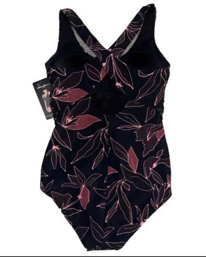 Eddie Bauer Ruched Shaping One Piece Swimsuit Bathing Suit Womens, Black, M - Picture 2 of 5