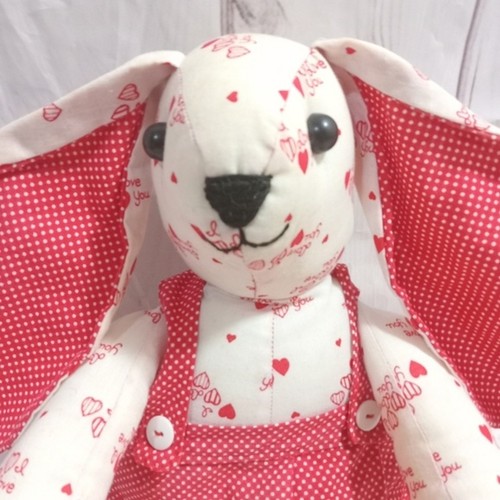 Handmade Valentine's I Love You Long Ears Bunny Rabbit Plush Toy 14" - Picture 5 of 9
