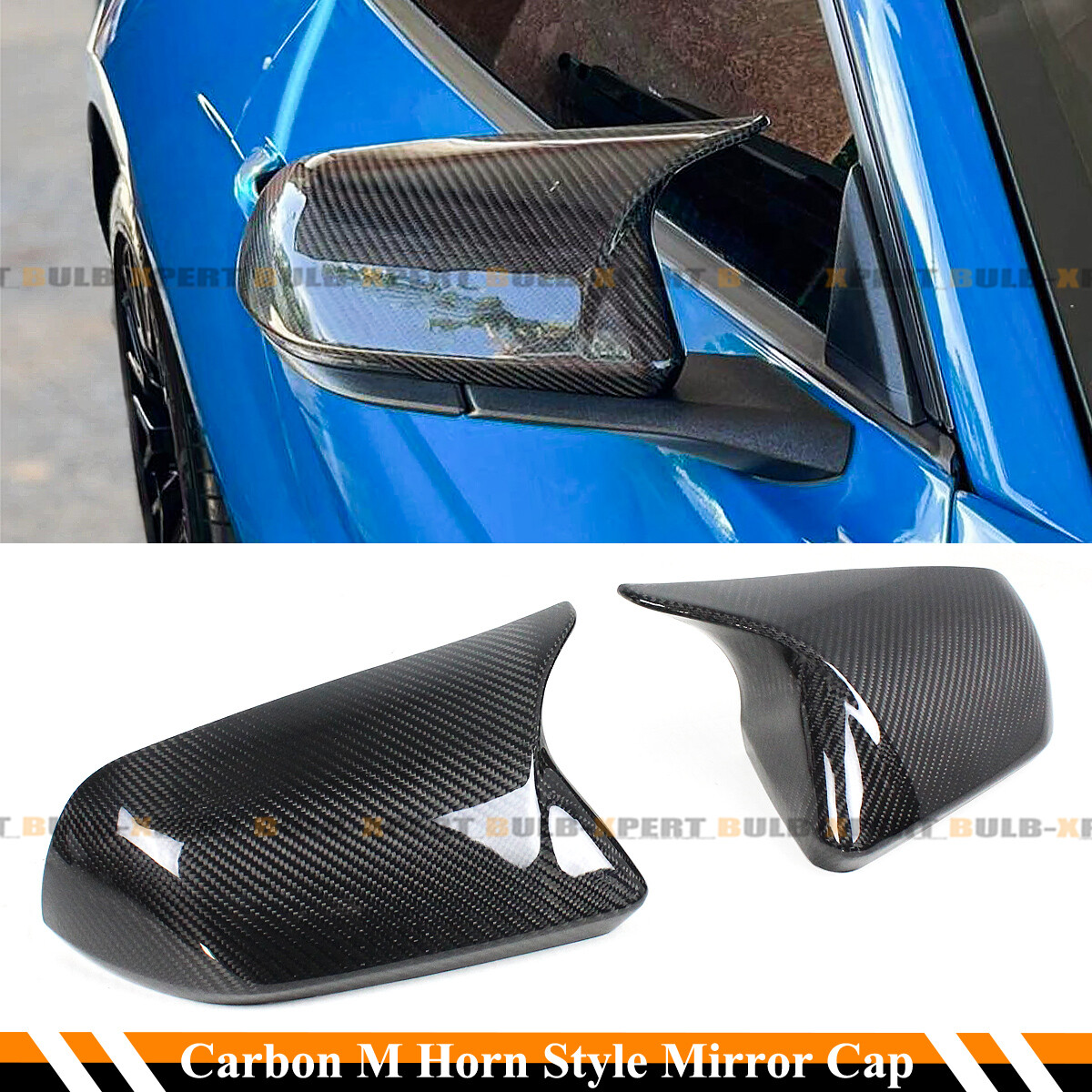 M HORN REAL CARBON FIBER SIDE MIRROR COVERS FOR 2015 2023 MUSTANG