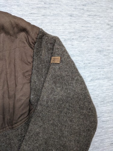 Beretta Windstop Lined Taupe Wool Full Zip Sweater Shooting Hunting Jacket Sz M - Picture 4 of 10