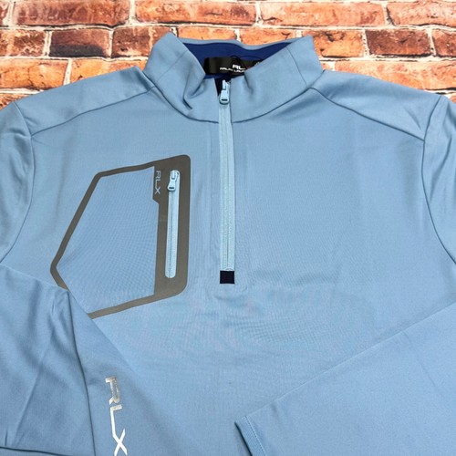 RLX Ralph Lauren Classic Fit Mens MEDIUM Luxury Jersey Quarter Zip Pullover Blue - Picture 3 of 5