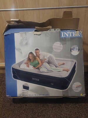 Intex Luftbett 62'' x 80'' aufblasbare Luftmatratze PremAire weiß/grau Queen Size