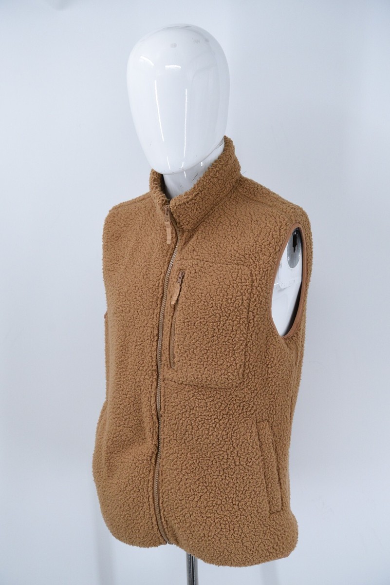 GAP Sherpa Teddy Bear Fleece Camel Zip Front Vest Mens Small (42