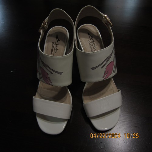 MARKO COLLECTION SHOES White LEATHER Woman Girl Block Heel Sandals Size EU 38 - Picture 4 of 16