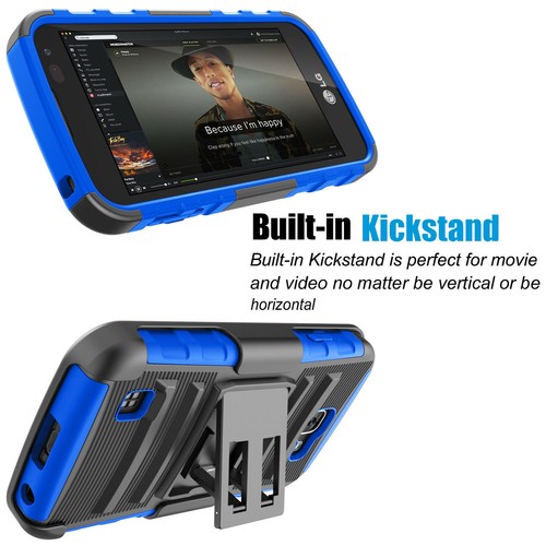 Funda de poliuretano termoplástico híbrida 3 en 1 azul y negro para LG Optimus Zone 3 K4 Spree VS425/K3 LS450 - Imagen 2 de 11