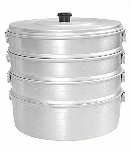 4 Tier Pure Aluminium Momos Steamer 13inch Dumpling Maker Big Pot For Party Cafe - Picture 3 of 3
