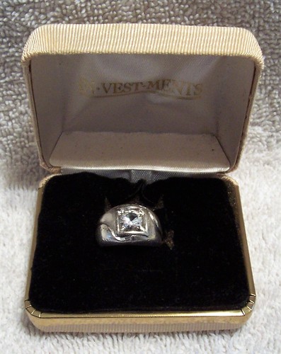 Vintage Men`s Cast Silver CZ Cubic Zirconia Ring - Size 6 - Picture 10 of 12