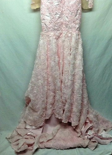 Pink Mermaid Long Sleeve Formal Ball Evening Party Prom Pageant Wedding Gown NWT - Picture 2 of 12