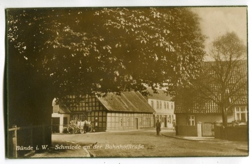 AK Bünde in Westfalen,Schmiede in Bahnhof-Straße um 1930 - Picture 1 of 2