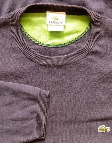 Suéter Pullover Lacoste Cuello Redondo 100% Algodón Talla 7 XL Azul Marino Cocodrilo Usado en Excelente Condición - Imagen 7 de 12