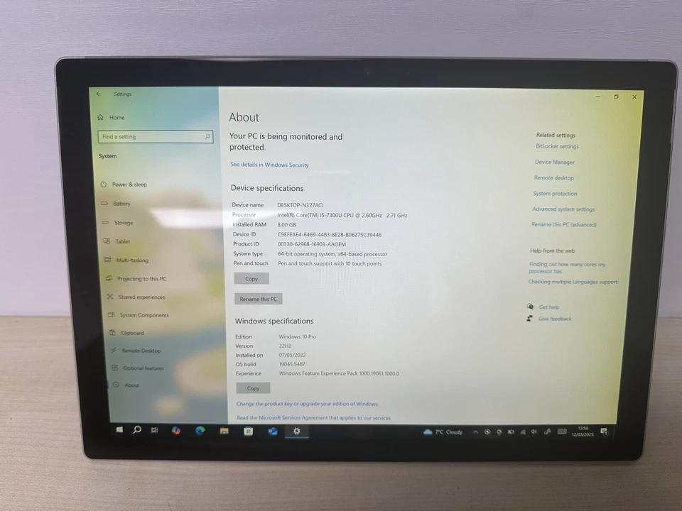 Microsoft Surface Pro 6 Tablet 12.3" i5-7300U 8GB RAM 128GB Yellow screen READ - Image 3 of 4
