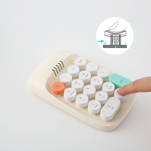 ☀️ Wireless Retro Typewriter-Style Numeric Keypad – 18-Key 2.4GHz Numpad -White - Picture 2 of 8