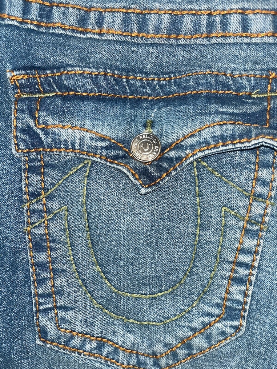 ふぁんとむ　「美品」 TRUE RELIGION flexwitme STRAIGHT FLAP GRAY/RED SUPER T STITCH MENS JEAN - Fallen Victory