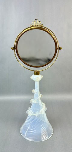 Murano, Art Deco Kosmetikspiegel aus gedrehtem Glas & Messing - Bild 1 von 12