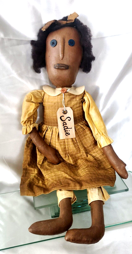 AFRIKANISCH-AMERIKANISCHES, HANDGEFERTIGTES COUNTRY FOLKART, STOFFPUPPE PAAR (2-TEILIGES SET) - Bild 6 von 9