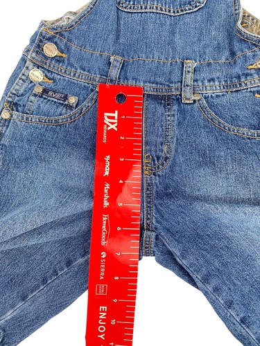 Revolt Denim Shortall Girls Sz 10 Camo Lining Medium Wash Overall Shorts - Picture 8 of 11