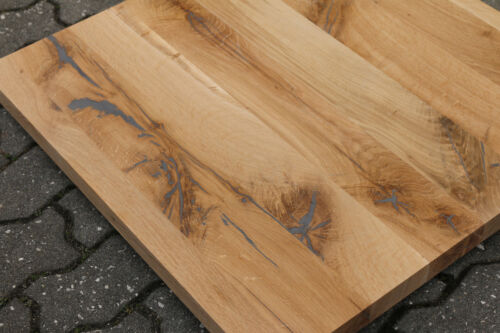 Tischplatte Regalbrett Platte Eiche Wild Antik Massiv Holz Leimholz Brett NEU - Bild 2 von 12
