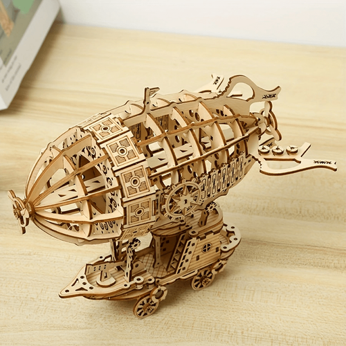 3D Wooden DlY Handmade Airship Assembled Model Building Kit Puzzle Toy - Picture 4 of 7
