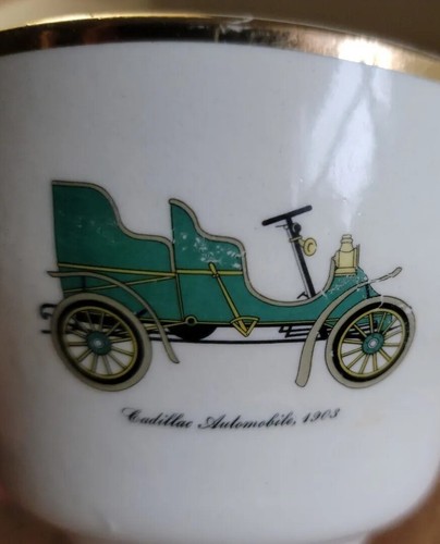 Taza de té de café pintada a mano Napco China madre automóvil Cadillac 1903 de colección - Imagen 4 de 11