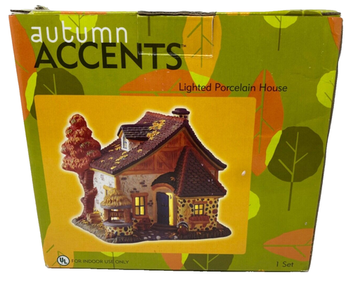 Vintage Autumn Accents Fall Porcelain Lighted House - NEW Fall Thanksgiving - Picture 6 of 22