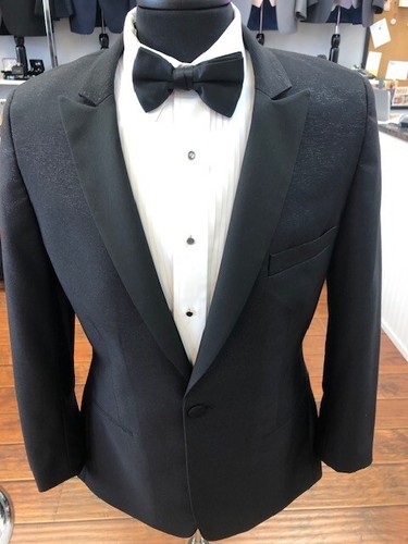Larr Brio Mens Zenith Silver Sparkle tuxedo 48R BLACK TIE/DJ/WEDDING - Picture 2 of 3