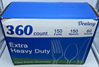 Dealusy 360 Count Extra Heavy Duty Clear Plastic Silverware