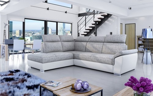 Ecksofa LUCA mit Schlaffunktion und Bettkasten Verstellbare Kopfstützen Couch - Bild 49 von 56