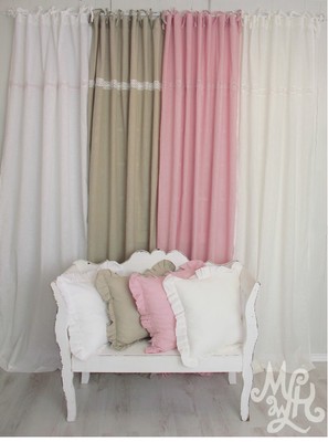 120x240cm Gardinenset 2x Vorhänge Gardinen Shabby Landhaus FRANSKE transparent