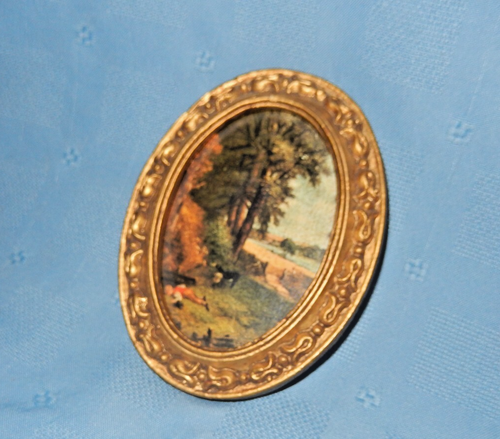 Antique Carved Oval Golden Frame Landscape Photo - Italy 4 3/4" x 3 3/4" - Picture 3 of 5