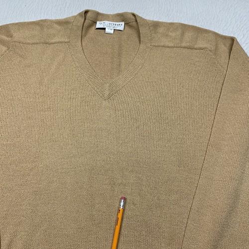 St John Collection Marie Gray Sweater Mens Medium 48 Tan V Neck Long Sleeve - Picture 2 of 16