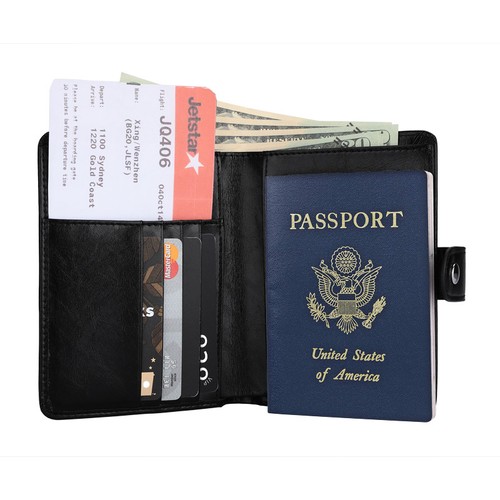 Premium Leather Passport Holder Travel Wallet Blocking ID Card Case Cover - Bild 21 von 30