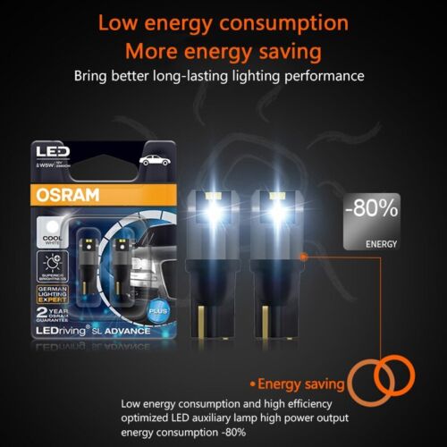 OSRAM LED T10 W5W 194 LEDriving SL Advance 6000K White Car Reading Bulbs, Pair - Picture 5 of 6