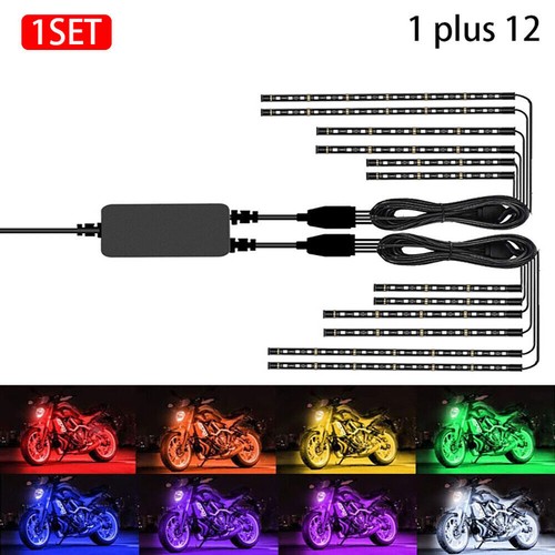 12pcs Motorcycle Car RGB LED Neon Under Glow Lights Strip Kit APP Control 12V - Bild 3 von 11